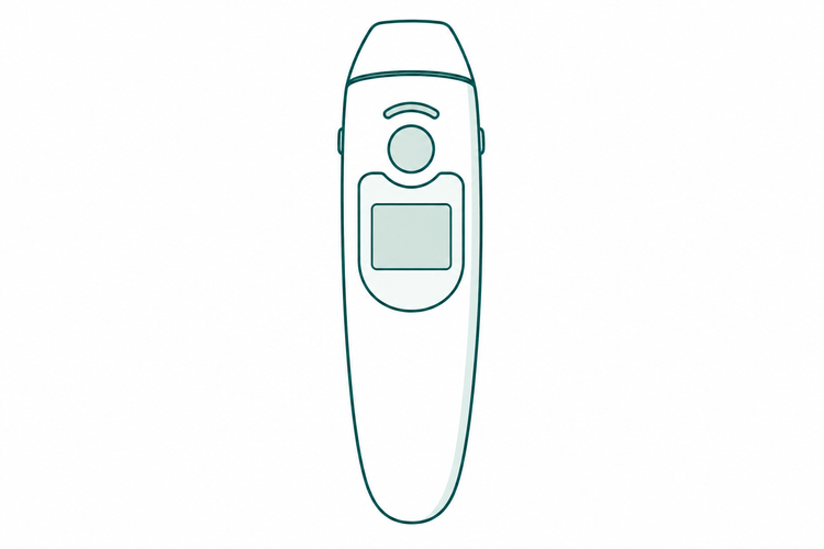 Vereinfachte Linienillustration des FC-IR1030 mit rechteckigem Display.