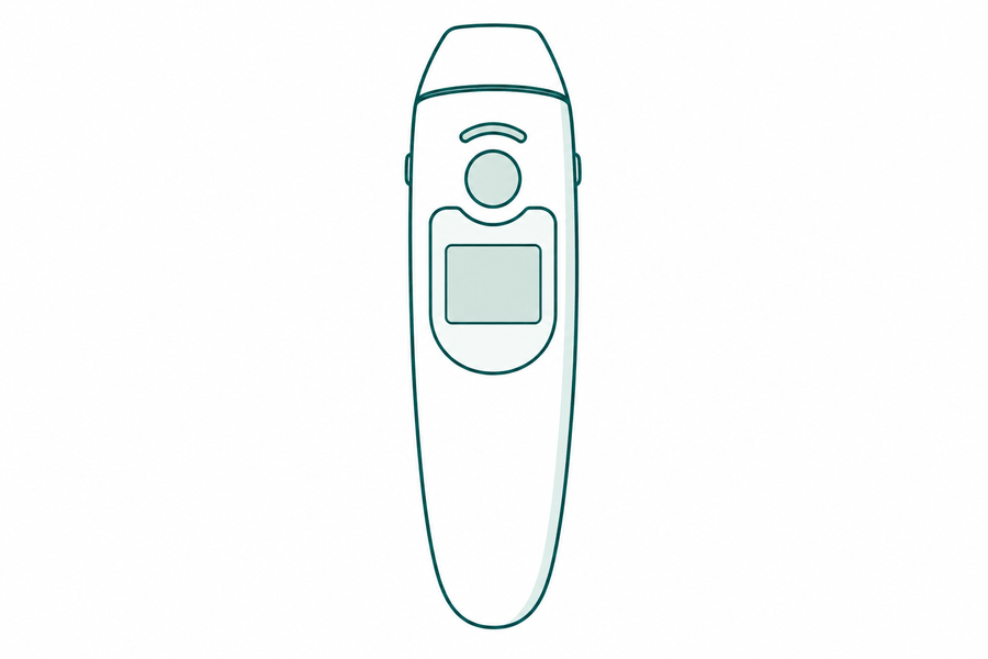 Vereinfachte Linienillustration des FC-IR1030 mit rechteckigem Display.