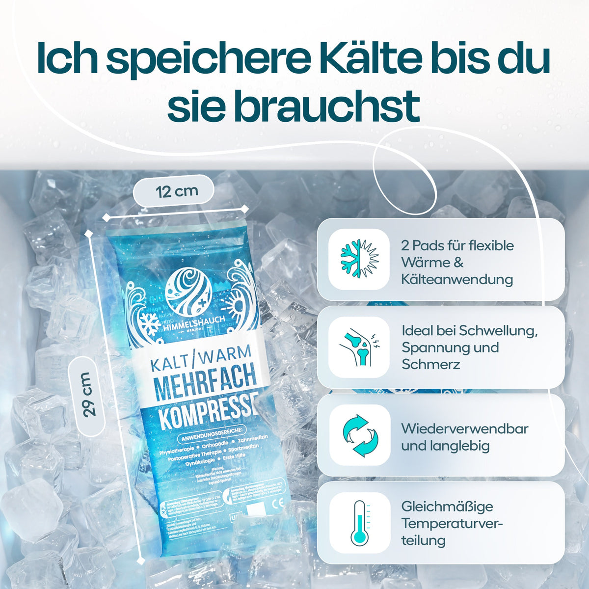 HIMMELSHAUCH Kühlpads 12 × 29 cm, 2er-Set – Abmessungen und Eigenschaften