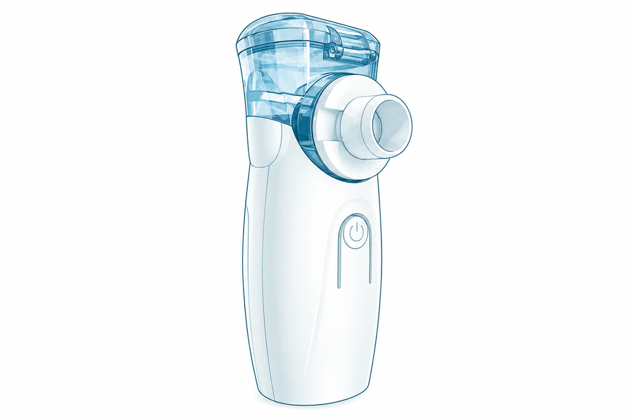 YS35 Mesh-Inhalationsgerät mit blauem Flüssigkeitsbehälter